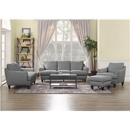 Contemporary Leather Sofa with Flared Arms